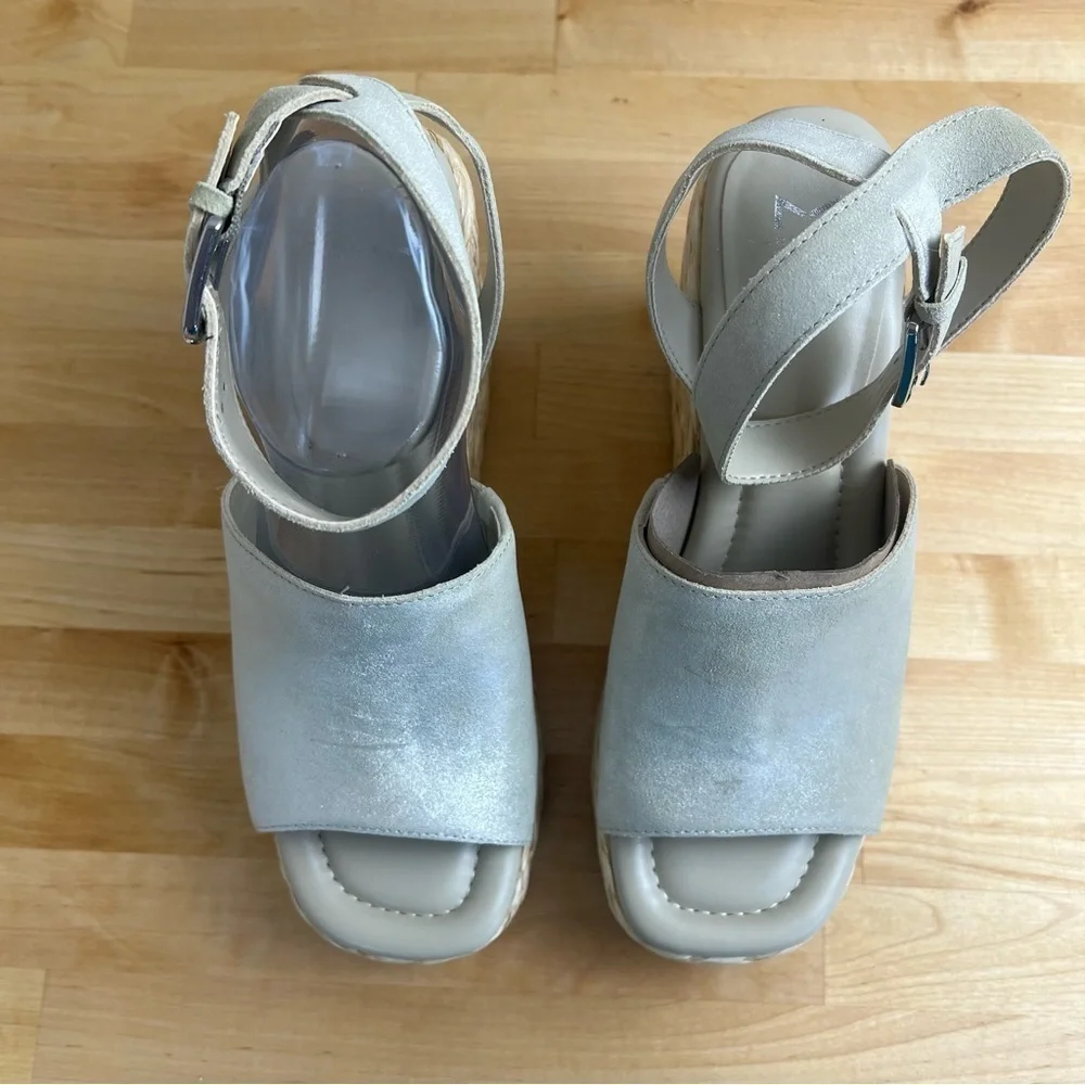 NEW Marc Fisher Nelly Light Natural Platform Wedge Espadrille Sandals Size 9.5